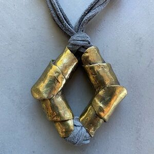 Viking Warrior Gold Armor Suede Necklace goth hippie kieselstein-cord witchy